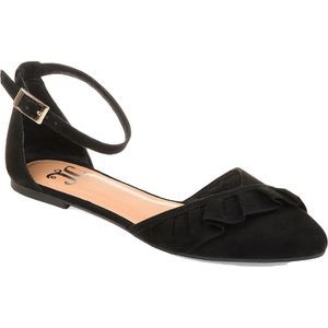 Journee Collection Womens Lazae Black Faux Suede Pointed Toe Flats Shoes NWT
